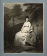 Louis-Léopold BOILLY La Bassée, 1761 - Paris, 1845 Portraits de Madame Tallien et de sa fille dans un parc Huile sur toile, en camaï...