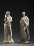 Ecole romaine vers 1800, d'après l'antique  Ensemble de quatre figures féminines antiques : Cérès, la Flore Capitoline, la Pudeur et.