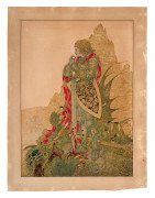 Gustav Adolf MOSSA Nice, 1883-1971 Saint Georges Aquarelle gouachée sur trait de plume et encre brune et de crayon et rehauts d'or