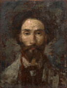 Henry CROS Narbonne, 1840 - Sèvres, 1907 Autoportrait Peinture à l'encaustique sur panneau