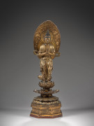 SCULPTURE DE KANNON EN BOIS LAQUÉ OR, Japon, époque Edo, XIXe siècle