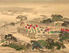 PLANCHE À L'ENCRE ET COULEURS SUR SOIE, Chine, dynastie Qing, XIXe siècle