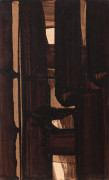 Pierre SOULAGES (1919-2022) Brou de noix 34,8 x 21,3 cm - circa 1982 Brou de noix sur papier marouflé sur carton