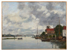 ¤ Eugène BOUDIN 1824 - 1898 Dordrecht, Pont sur la Meuse - 1884 Huile sur toile