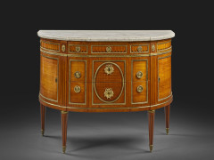 COMMODE DEMI-LUNE D'ÉPOQUE LOUIS XVI Estampille de Martin Ohneberg