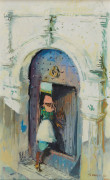 Jean Gaston MANTEL 1914-1995 Femme dans une ruelle - 1960 Huile sur panneau