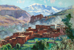 Henri PONTOY 1888-1968 Kasbah de l'Atlas au printemps Huile sur toile