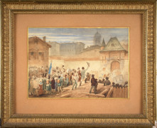 Attribué à Alexandre DEBELLE Voreppe, 1805 - Grenoble, 1897 L'entrée de Napoléon à Grenoble le 7 mars 1815