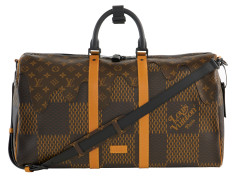 LOUIS VUITTON X NIGO Collection LV² 2020  Sac KEEPALL 50  Toile Damier Géant, toile Monogram, cuir naturel et cuir noir...