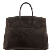 HERMÈS Édition Limitée 2009  Sac BIRKIN SHADOW 35  Veau Evercalf Ébène  BIRKIN SHADOW 35 bag Ébène Evercalf leathe...