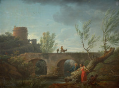 ¤ Joseph VERNET Avignon, 1714 - Paris, 1789 Paysage, effet de matinée Huile sur panneau