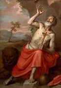 Juan de SEVILLA Grenade, 1643 - 1695 Saint Jérôme entendant les trompettes de l'apocalypse Huile sur toile