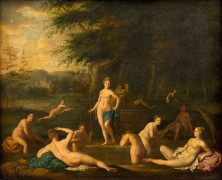 ¤ Attribué à Henry FERGUSON La Haye, 1665 - Toulouse, 1730 Diane découvrant la grossesse de Callisto Huile sur toile