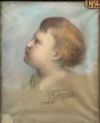 Louis JANMOT Lyon, 1814 - 1892 Portrait présumé de Norbert Janmot, âgé d'un an, fils de l'artiste Pastel sur trait de crayon