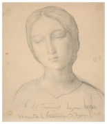 Louis JANMOT Lyon, 1814 - 1892 Etude de Vierge pour la 'Bannière d'Hyères' Crayon noir et estompe sur papier