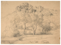 Louis JANMOT Lyon, 1814 - 1892 Etude de paysage, Hyères Crayon noir sur papier