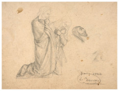 Louis JANMOT Lyon, 1814 - 1892 Etude pour 'La Mise au tombeau' Crayon noir et estompe sur papier