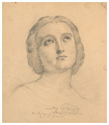 Louis JANMOT Lyon, 1814 - 1892 Etude de l'Archange Gabriel pour le dôme de Saint-François-de-Sales, Lyon Crayon noir sur papier