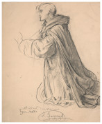 Louis JANMOT Lyon, 1814 - 1892 Etude de saint Dominique pour 'Le Rosaire' Crayon noir et estompe sur papier