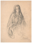 Louis JANMOT Lyon, 1814 - 1892 Etude de Vierge pour 'Le Rosaire' Crayon noir et estompe sur papier