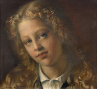 Louis JANMOT Lyon, 1814 - 1892 Portrait de jeune fille blonde Huile sur papier marouflé sur carton