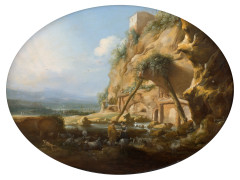 Jan LINSEN Hoorn, 1602/1603 - 1635 Paysage italien avec un couple de bergers Huile sur cuivre