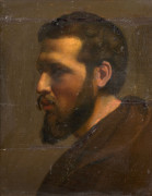 Louis JANMOT Lyon, 1814 - 1892 Autoportrait de profil Huile sur toile, marouflée sur carton (fragment de toile à bords irréguliers,...