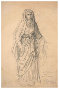 Louis JANMOT Lyon, 1814 - 1892 Etude de Vierge pour 'Le Rosaire' Crayon noir sur papier