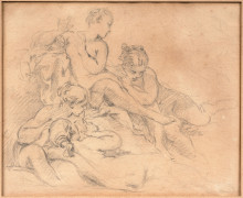 François BOUCHER Paris, 1703 - 1770 Etude de nymphes Crayon noir