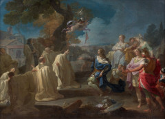 Corrado GIAQUINTO Molfetta, 1703 -Naples, 1765 La visite de Saint Louis à l'abbaye de Cîteaux Huile sur toile