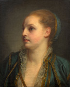 ¤ Jean-Baptiste GREUZE Tournus, 1725 - Paris, 1805 Portrait présumé de Mademoiselle Clairon en costume oriental Huile sur toile