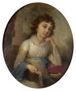 Vladimir BOROVIKOVSKI Myrhorod, 1757 - Saint-Pétersbourg, 1825 Portrait de Madame Nadezhda Ilyinichna Lvova, née Berezina, tenant un...