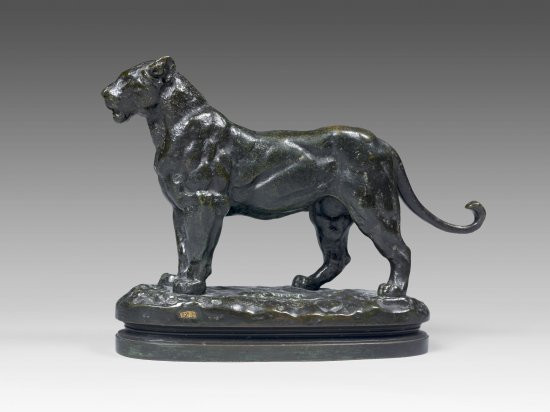 Antone-Louis BARYE Paris, 1795 - 1875 Lionne du Sénégal Bronze à patine brune.