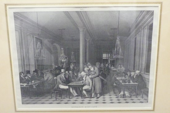 D'après Louis-Léopold Boilly Intérieur d'un café ou La partie de dames au café Lamblin au Palais-Royal Lithographie anonyme Belle épreu