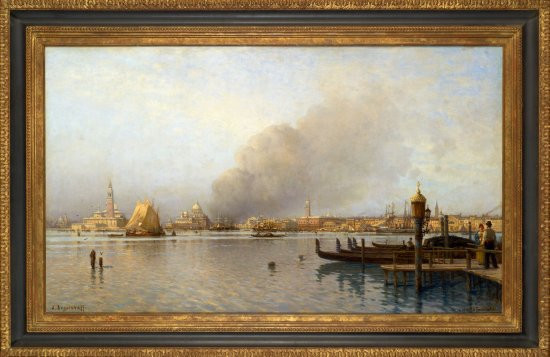 Alexandre Petrovich BOGOLYUBOV Pomeranie, 1824 - Paris, 1896 Vue du bassin de Saint Marc depuis les Giardini Huile sur toile