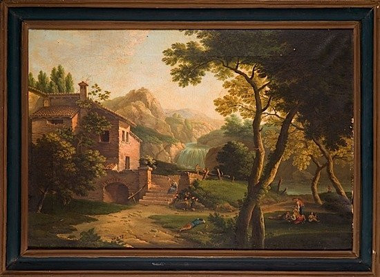 Ecole italienne vers 1830 Suiveur de Carlo Labruzzi Deux paysages classiques Paire de toiles