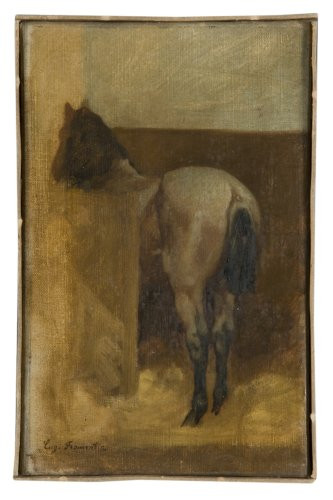 Eugène Fromentin La Rochelle, 1820 - 1876 Cheval dans une écurie Sur sa toile d'origine