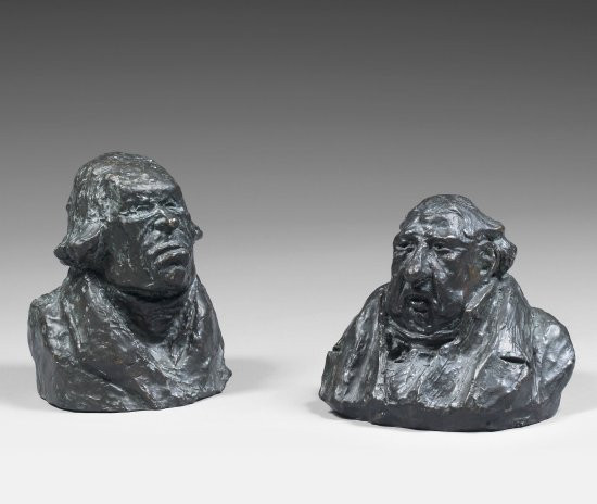 Honoré Daumier, d'après Marseille, 1808 - Valmondois, 1879 Buste-charge de Harlé Père Epreuve en bronze à patine bruneEpreuve en bro...