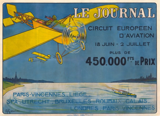 H. GERVESE  Circuit Européen d'Aviation du 18 juin au 2 juillet 1911 Affiche lithographique