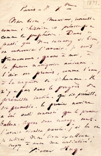 Victor HUGO 1802-1885 Lettre autographe signée