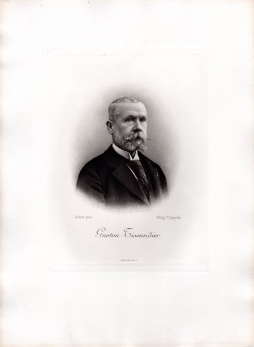 [Gaston TISSANDIER] Lettre à lui adressée par A.M.(Arthur MEYER ?), [vers 1889-1890] 2 pages et quart in-8. PROJET DE BALLON P...