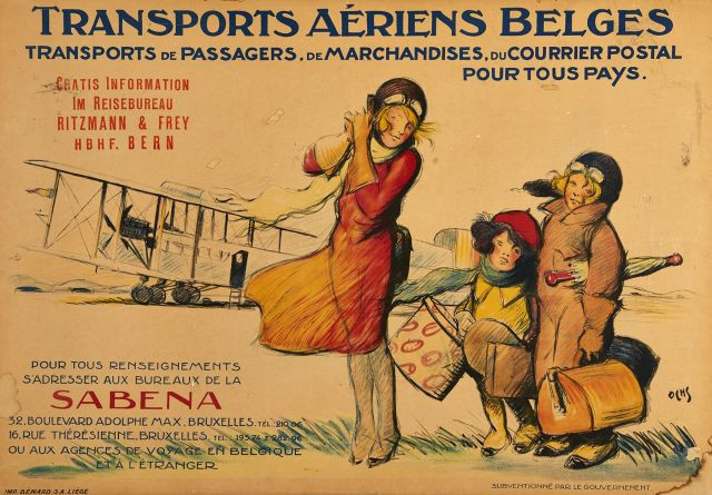 Jacques OCHS (1883-1971, Belge)  Transports Aériens Belges - Sabena, circa fin 1920