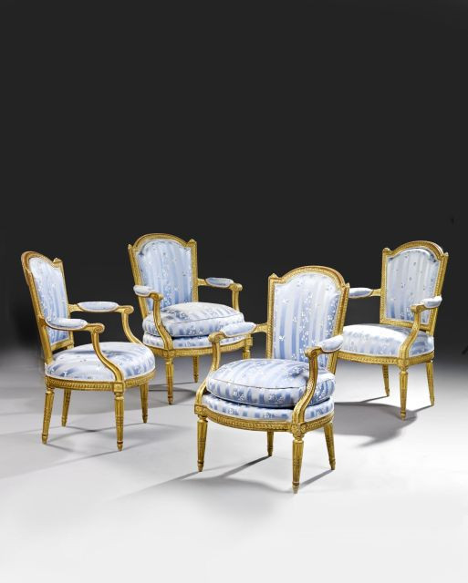 SUITE DE QUATRE FAUTEUILS EN CABRIOLET D'EPOQUE LOUIS XVI ESTAMPILLE DE GEORGES JACOB