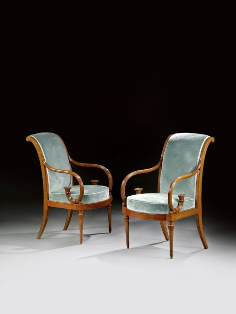 PAIRE DE FAUTEUILS D'EPOQUE LOUIS XVI ESTAMPILLE DE GEORGES JACOB