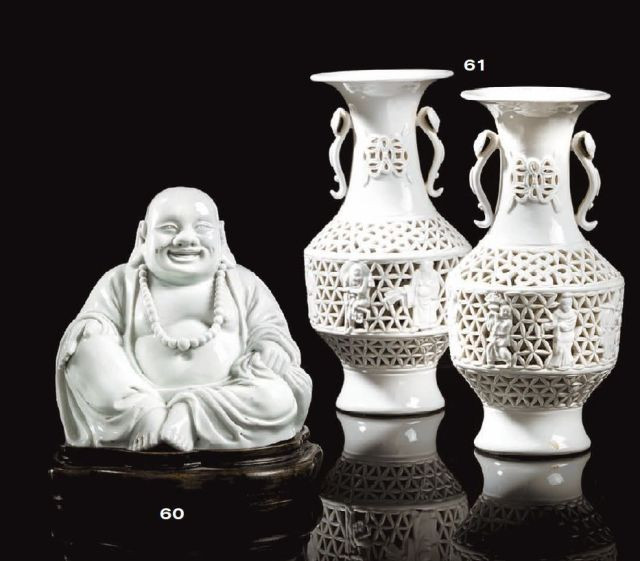 STATUETTE DE BUDAI EN PORCELAINE BLANC DE CHINE, CHINE, DYNASTIE QING, FIN DU XIXEME SIECLE