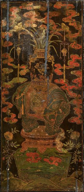 PANNEAU EN BOIS LAQUE, CHINE, DYNASTIE QING, XVIIIEME SIECLE