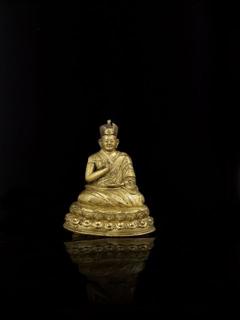 STATUETTE DE KARMAPA EN BRONZE DORÉ, TIBET, XVIE-XVIIE SIÈCLE