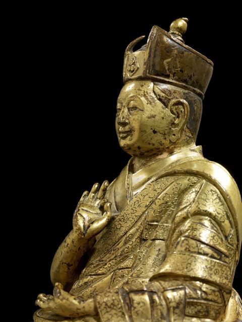 STATUETTE DE KARMAPA EN BRONZE DORÉ, TIBET, XVIE-XVIIE SIÈCLE