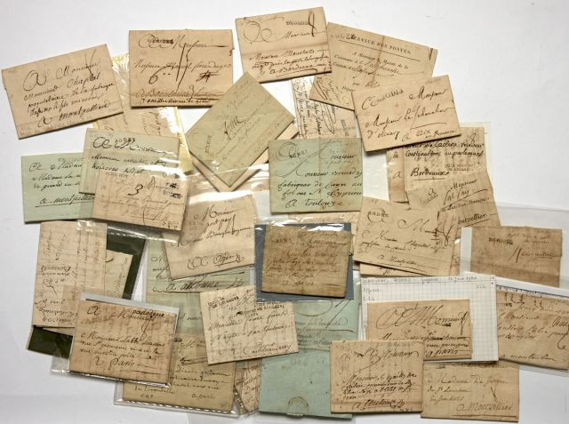 Marques linéaires antérieures à 1792 - Bel ensemble de marques postales au tampon en port dû et port payé. 37 lettres.