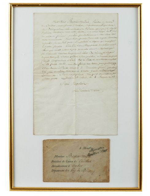 Lettre et son enveloppe cachetée adressée à Monsieur Bastier Medat, président du Canton de Cantlhat, arrondissement d'Ambert, départ...